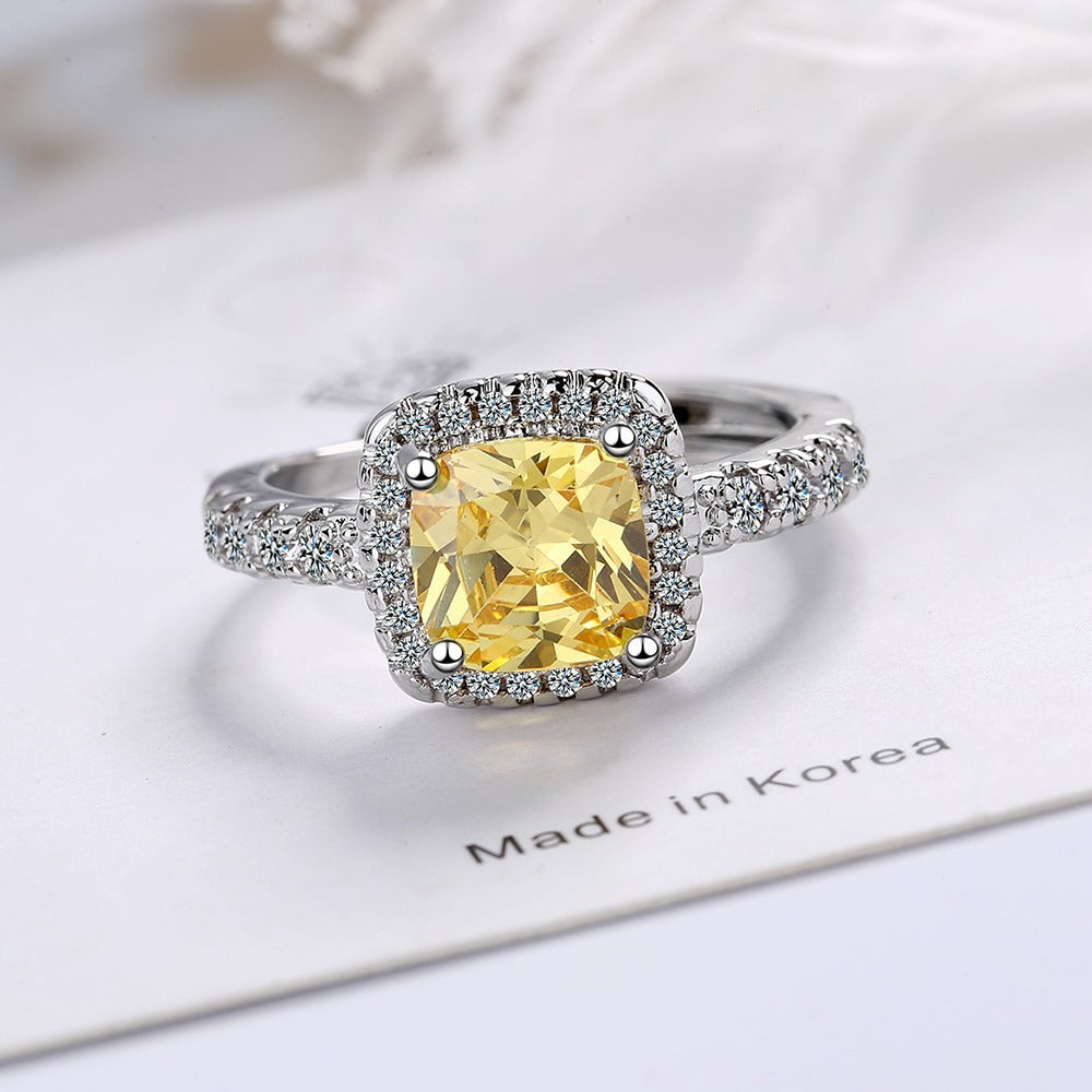 Ring Female Square Zirconium Diamond Wide Surface