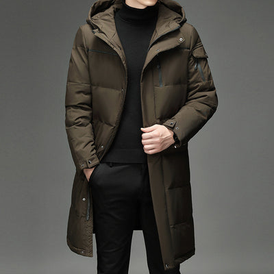 Down Jacket Fashion Long Stand-up Collar Zipper Thermal Cardigan Coat