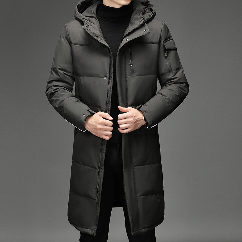 Down Jacket Fashion Long Stand-up Collar Zipper Thermal Cardigan Coat