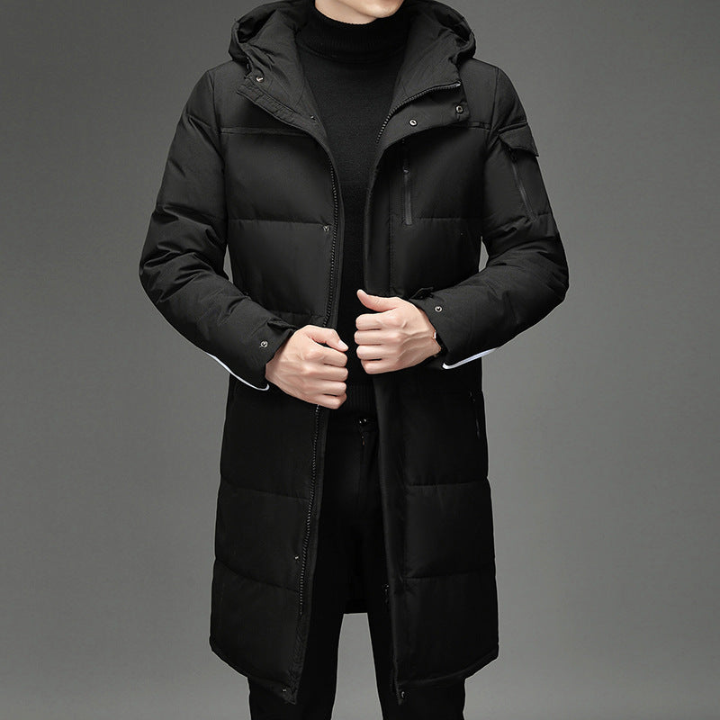 Down Jacket Fashion Long Stand-up Collar Zipper Thermal Cardigan Coat